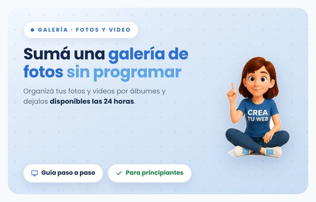 Cómo crear una galería de fotos y video en tu web con Crea Tu Web, sin programar