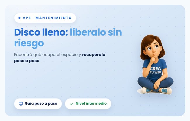 Tu web con Crea Tu Web en un VPS: qué hacer cuando el disco se llena, paso a paso (nivel intermedio)